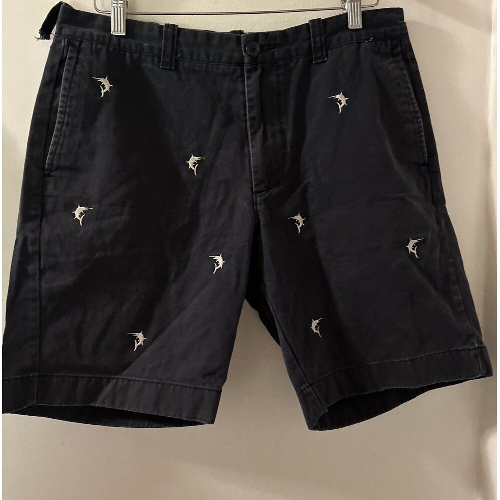 J.Crew Chino Shorts Men’s Size 33 Navy Blue White Marlin Fish 100% Cotton